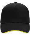B15C Beechfield Ultimte Sandwich Peak Cap Black / Yellow colour image